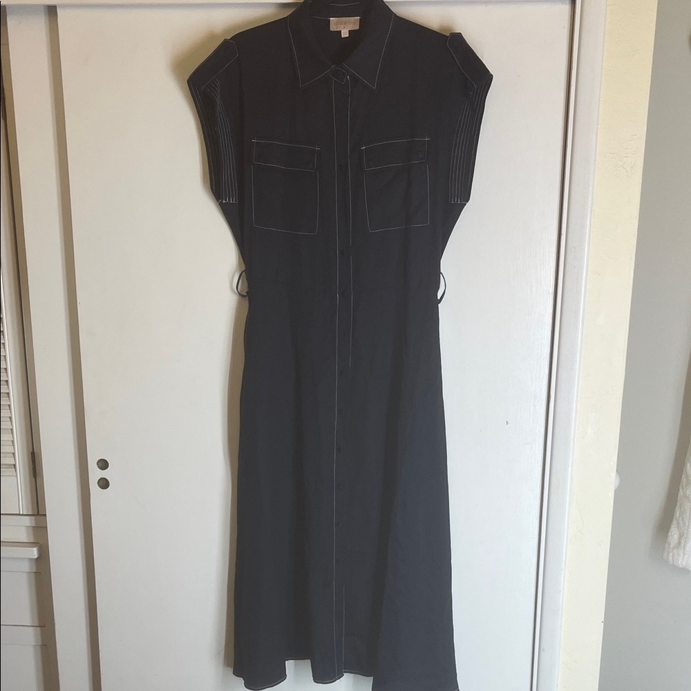 Ciebon Elegant Deep Navy Blue / Black Classic styled Midi Dress SZ M